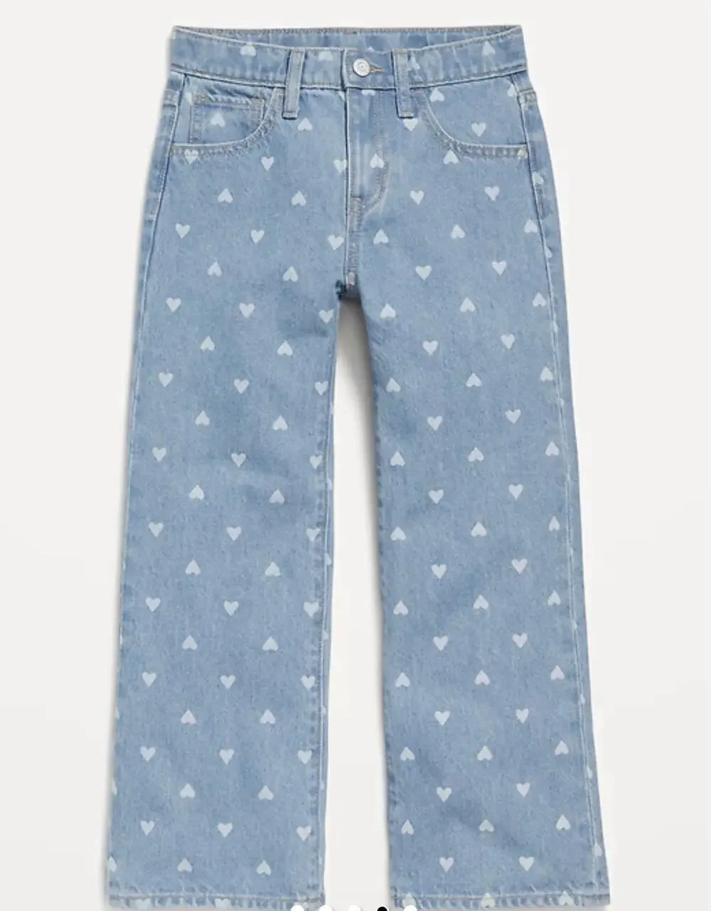 Old Navy Heart Printed High Waisted Baggy Wide Leg Girls Jeans Pants Size 14